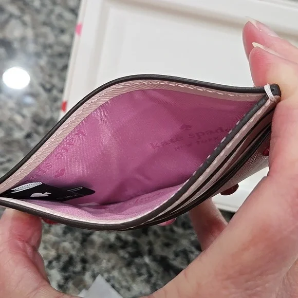 Kate Spade Madison Heart Studs Small Slim Card Case Powdered Sugar NIB - Picture 6 of 10